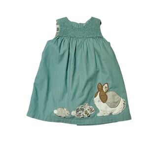 Baby Boden Corduroy Bunny Appliqué Pinafore Jumper Dress Size 18-24m